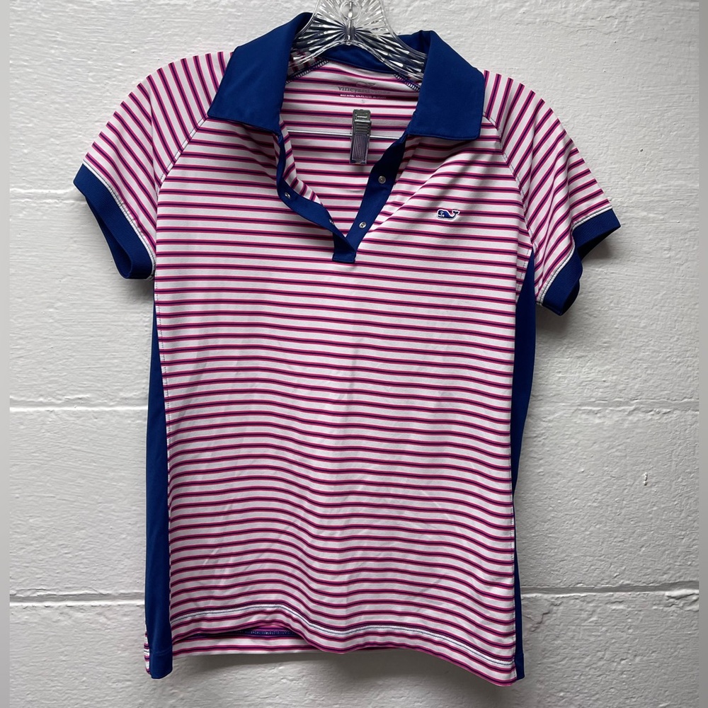 Vineyard Vines Pink and Blue Striped Polo Shirt